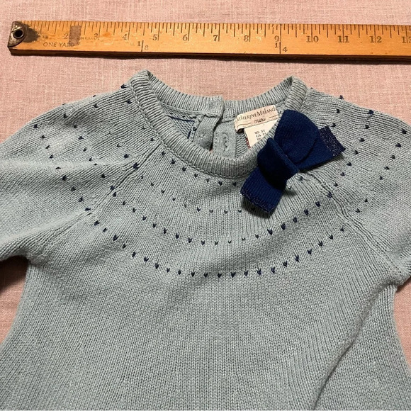 Catherine Malandrino Mini Girls Long Sleeve Knit Sweater Dress with bow Size 3T - Picture 5 of 8